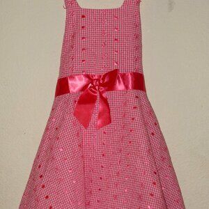 Vintage Girls 5 Bonnie Jean pink gingham backless full spring summer party dress